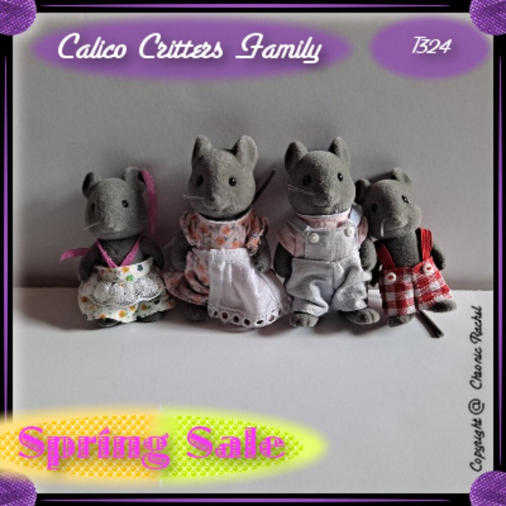 Vintage 1985 Thistlethorn Grey Mouse Family